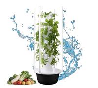 zhenmaster Torre Verticale idroponica autoirrigante con luci LED per Coltivare 20/28/36 Piante, Kit Giardinaggio Interno Senza Terra in ABS Alimentare, Risparmio Acqua 90%(28Holes+LED)