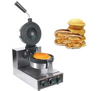 zhenmaster Ufo Burger Maker Professionale 1300W - Piastra Antiaderente 10cm per Waffle Hamburger - Pressa Elettrica Inox 50-300°C con Timer per Chioschi e Paninoteche(Single Head)