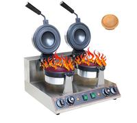 zhenmaster Ufo Burger Maker Professionale 1300W - Piastra Antiaderente 10cm per Waffle Hamburger - Pressa Elettrica Inox 50-300°C con Timer per Chioschi e Paninoteche(Double Head)