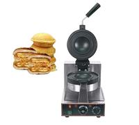 zhenmaster Waffle Burger Press 10cm - Doppia Piastra Riscaldante in Alluminio - Timer e Termostato Precisi - Macchina Professionale 1300W per Chioschi e Paninoteche(Single Head)