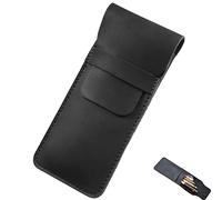 Zhenp Custodia a penna in pelle retrò, 16 x 7 cm, 6,3 x 2,8 pollici, portapenne a sacchetto fatto a mano, custodia per penna stilografica in pelle, per 1 - 5 penne, copertina morbida per penne, matite