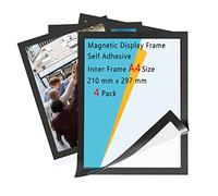 ZhenSFlourish 4 Pezzi Cornice Display Magnetico, Argento Cornice Display Cornici Magnetiche A4, Cornice Magnetica Autoadesiva, Per Pubblicità, Avvisi, Foto, Messaggi