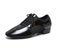 ZHENSI Scarpe da Ballo Uomo Latino da Sala Tango Moderno Valzer Con Lacci Suola in Pelle, Black B, 44 EU
