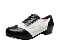 ZHENSI Scarpe da Tip Tap da Uomo Scarpe da Ballo da Sala con Tacco Basso Scarpe Stringate Brogue Traspiranti,Bianca,44 EU