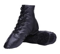 ZHENSI Stivali Jazz Stivaletti da Danza Moderna in Pelle con Suola Divisa Parte Superiore Alta A Piedi Nudi Morbidi per Le Donne,Nero,36 EU