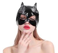 ZHER-LU Bling - Copritesta in morbida pelle per adulti, maschera di Batman, senza pelle, in vinile, per feste a tema, Halloween, colore: nero