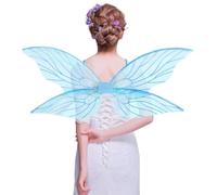 ZHER-LU Costume da ala da fata da donna, ali da fata, ali di farfalla, principessa angelo, elfo, accessori per travestimento per feste di Halloween (blu)