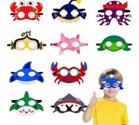 ZHERIKAH 12 Pezzi Maschere Bambini Feste, Maschera a Tema Oceano con Corda Elastica, Maschere in Feltro di Animali Marini, Adatto per Festa in Maschera, Feste di Compleanno