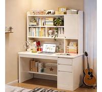 ZHFASDS Moderna Scrivania In Legno con Cassetti，Scrivania per Casa e Ufficio con Ripiano Portaoggetti e Libreria Moderna per Computer per Casa Ufficio Scrittoio Studi(Size:120x45x165cm,Color:Bianco)