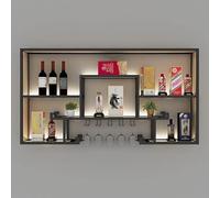 ZHFASDS Porta Bottiglie di Vino da Parete Moderno，Design Multi-Gancio Ripiani Bar Espositore Creativo Per Vino Da Parete Striscia Luminosa a LED Adatto per Bar Ristoranti Case(Size:120cm,Color:Nero)