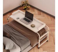 ZHFASDS Scrivania con Rotelle，Tavolino per Computer Portatile con Lunghezza 115-210cm e Altezza 65-95cm Regolabili Scrivania Tavolo Medico Tavolino da Letto e Divano Ruote(Color:Bianco)