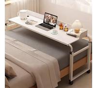 ZHFASDS Tavolino a Croce,Scrivania per Computer Mobile con Lunghezza 115-210cm e Altezza 65-95cm Regolabili Tavolino da Letto e Divano Ruote Servitore Regolabile Tavolo Medico(Color:Bianco)