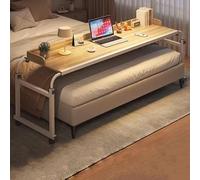 ZHFASDS Tavolino da Letto E Divano Ruote，Scrivania Tavolo Medico con Lunghezza 115-210cm E Altezza 65-95cm Regolabili Tavolino Mobile da Tavolo da Computer A Croce Tavolo Letto(Color:Wood)