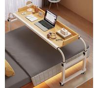 ZHFASDS Tavolino da Letto e Divano Ruote，Servitore con Ruote con Lunghezza 115-210cm e Altezza 65-95cm Regolabili Tavolino per Computer Portatile in Piedi Vassoio per Alimenti Scrivania(Color:Legno)