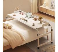 ZHFASDS Tavolino da Letto e Divano Ruote，Servitore con Ruote con Lunghezza 115-210cm e Altezza 65-95cm Regolabili Tavolino per Computer Portatile in Piedi Vassoio per Alimenti Scrivania(Color:Bianco)