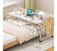ZHFASDS Tavolino da Letto e Divano Ruote，Tavolino a croce Tavolino Mobile da Tavolo da Computer a Crocecon Lunghezza 115-210cm e Altezza 65-95cm Regolabili Tavolo Medico(Color:Bianco)