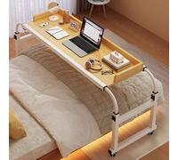 ZHFASDS Tavolino Servitore Regolabile，Tavolino da Letto e Divano Ruote con Lunghezza 115-210cm e Altezza 65-95cm Regolabili Tavolo Medico Tavolino per Computer Portatile(Color:Legno)