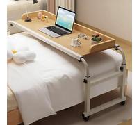 ZHFASDS Tavolino Servitore Regolabile，Tavolino Mobile da Tavolo da Computer a Croce con Lunghezza 115-210cm e Altezza 65-95cm Regolabili Scrivania con Rotelle Tavolo Letto Medico(Color:Legno)