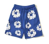 ZHGPUFF Denim Tears Summer Shorts, Pantaloncini Estivi Sciolti Stampati in Schiuma a Stampa Piena, Pantaloncini Hip Hop y2k e Stampa in Schiuma Neutra(Blu,XL)