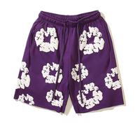 ZHGPUFF Denim Tears Summer Shorts, Pantaloncini Estivi Sciolti Stampati in Schiuma a Stampa Piena, Pantaloncini Hip Hop y2k e Stampa in Schiuma Neutra(Viola,L)