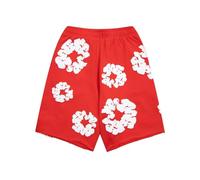 ZHGPUFF Denim Tears Summer Shorts, Pantaloncini Estivi Sciolti Stampati in Schiuma a Stampa Piena, Pantaloncini Hip Hop y2k e Stampa in Schiuma Neutra(Rosso,S)