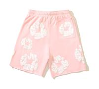ZHGPUFF Denim Tears Summer Shorts, Pantaloncini Estivi Sciolti Stampati in Schiuma a Stampa Piena, Pantaloncini Hip Hop y2k e Stampa in Schiuma Neutra(Rosa,XL)