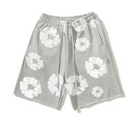 ZHGPUFF Denim Tears Summer Shorts, Pantaloncini Estivi Sciolti Stampati in Schiuma a Stampa Piena, Pantaloncini Hip Hop y2k e Stampa in Schiuma Neutra(Light Gray,L)