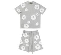 ZHGPUFF Denim Tears Tuta Estiva con Stampa de Uomo,Set T-Shirt e Pantaloncini da Uomo,Fashion Brand Tuta da Uomo e Donna con Stampa in Schiuma Giacca(Grijs,Large)