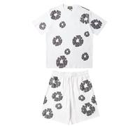 ZHGPUFF Denim Tears Tuta Estiva con Stampa de Uomo,Set T-Shirt e Pantaloncini da Uomo,Fashion Brand Tuta da Uomo e Donna con Stampa in Schiuma Giacca(Bianco,S)