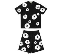 ZHGPUFF Denim Tears Tuta Estiva con Stampa de Uomo,Set T-Shirt e Pantaloncini da Uomo,Fashion Brand Tuta da Uomo e Donna con Stampa in Schiuma Giacca(Nero,XXL)