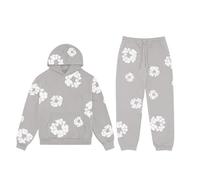 ZHGPUFF Tuta Denim Tears da Uomo/Donna Felpa con Cappuccio e Pantaloni Originali Tuta da Uomo e Donna Y2K Felpa con Cappuccio con Stampa a Fiori Pantaloni Flower(Grigio,Medium)