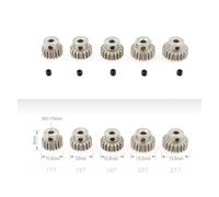 ZHGUIMING 5 pezzi 3.175mm albero motore pignone in metallo ingranaggio 32DP 48DP 64DP M0.6 M0.8 for 1/10 1/8 RC auto 3650 3660(M0.6 17T-21T)