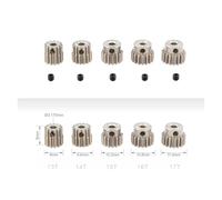 ZHGUIMING 5 pezzi 3.175mm albero motore pignone in metallo ingranaggio 32DP 48DP 64DP M0.6 M0.8 for 1/10 1/8 RC auto 3650 3660(M0.6 13T-17T)