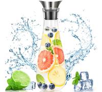 ZHHGOO 1500ml Brocca,Caraffa Vetro,Brocca per Acqua in Vetro Coperchio Inox per Succo Caldo Freddo,tè,Latte,Bevande Ghiacciate,Caffè e Vino Rosso