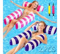 ZHHGOO Amaca Gonfiabile Galleggiante 2 Pezzi,4 in 1 Lettino Gonfiabile Piscina,Materassino Gonfiabile con Pompa d'aria Manuale,Portatile Lettino Mare Gonfiabile per Piscina Sulla Spiaggia