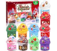 ZHHGOO Calendario Avvento Slime,Calendario Dell'avvento 2025 per Conto Alla Rovescia Di Natale,Crystal Slime Calendario 24 Giorni di Divertimento