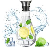 ZHHGOO Caraffa Vetro,1.8 Litri Brocca, Brocca per Acqua in Vetro Coperchio Inox per Succo Caldo Freddo,tè,Latte,Bevande Ghiacciate,Caffè e Vino Rosso