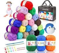 ZHHGOO Gomitoli 24 Colori Pacco di Lana Acrilica,Lana per Maglieria Multicolore con 2 Uncinetto,Filati Lana Acrylico per DIY Uncinetto e Lavori a Maglia