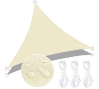 ZHHGOO Tenda a Vela Triangolare 3x3x3m,Impermeabile Vela Ombreggiante,Anti UV e Antipioggia,Tenda a Vela Giardino Tendalino per Balcone Terrazza Campeggio Portare Corda,Color Crema