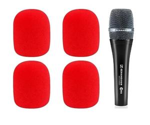 ZHHSUNY 4 pezzi E835 Microfono Foam Cover Accessori Parabrezza Compatibile per Sennheiser E965 E835S E835 E935 E945 E845-S E845 Microfono di Ricambio Mic Foam Cover (Rosso)