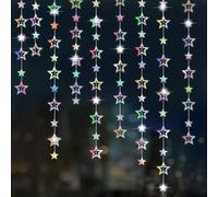 Zhiaek 39 Piedi Riflettente Luccichio Ghirlanda di Carta Scintillante Colorata Decorazione da Appendere per Matrimoni Compleanni Feste Battesimo Bimbo Natale (3, Stelle Colorate)
