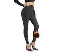Zhiaek Leggins Pelle Donna Vita Alta Pantaloni Elastico Pantaloni in Pelle Donna Nero Sexy Leggings Foderati in Pile
