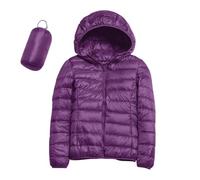 ZHIAN L'inverno A Tinta Unita A Maniche Lunghe Da Donna Include Giacche Con Custodia, Morbidi Piumini Casual(Purple,S)