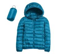 ZHIAN L'inverno A Tinta Unita A Maniche Lunghe Da Donna Include Giacche Con Custodia, Morbidi Piumini Casual(Dark blue,XXL)