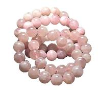 ZHIBO Braccialetto con perle di quarzo rosa naturale del Madagascar, 13 mm, AAA, Pietra