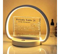 ZHIHUASMTBX Tavola periodica con elementi reali all'interno - 83 tipi di elementi reali e espositore in acrilico,con lampada da scrivania a LED moderna dimmerabile per insegnanti studenti,Round white