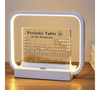 ZHIHUASMTBX Tavola periodica con elementi reali all'interno - 83 tipi di elementi reali e espositore in acrilico,con lampada da scrivania a LED moderna dimmerabile per insegnanti studenti,Square white