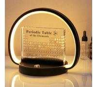 ZHIHUASMTBX Tavola periodica con elementi reali all'interno - 83 tipi di elementi reali e espositore in acrilico,con lampada da scrivania a LED moderna dimmerabile per insegnanti studenti,Round black