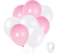 ZHIHUI 20 palloncini rosa e bianchi, 25,4 cm, in lattice rosa e bianco, per baby shower, compleanni, matrimoni, fidanzamenti, anniversari, festival di Natale, picnic o amici e feste in famiglia