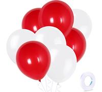 ZHIHUI 20 palloncini rossi e bianchi, 25,4 cm, in lattice, vivaci palloncini sfusi per bambini, uomini, donne, compleanni, matrimoni, baby shower, feste di laurea